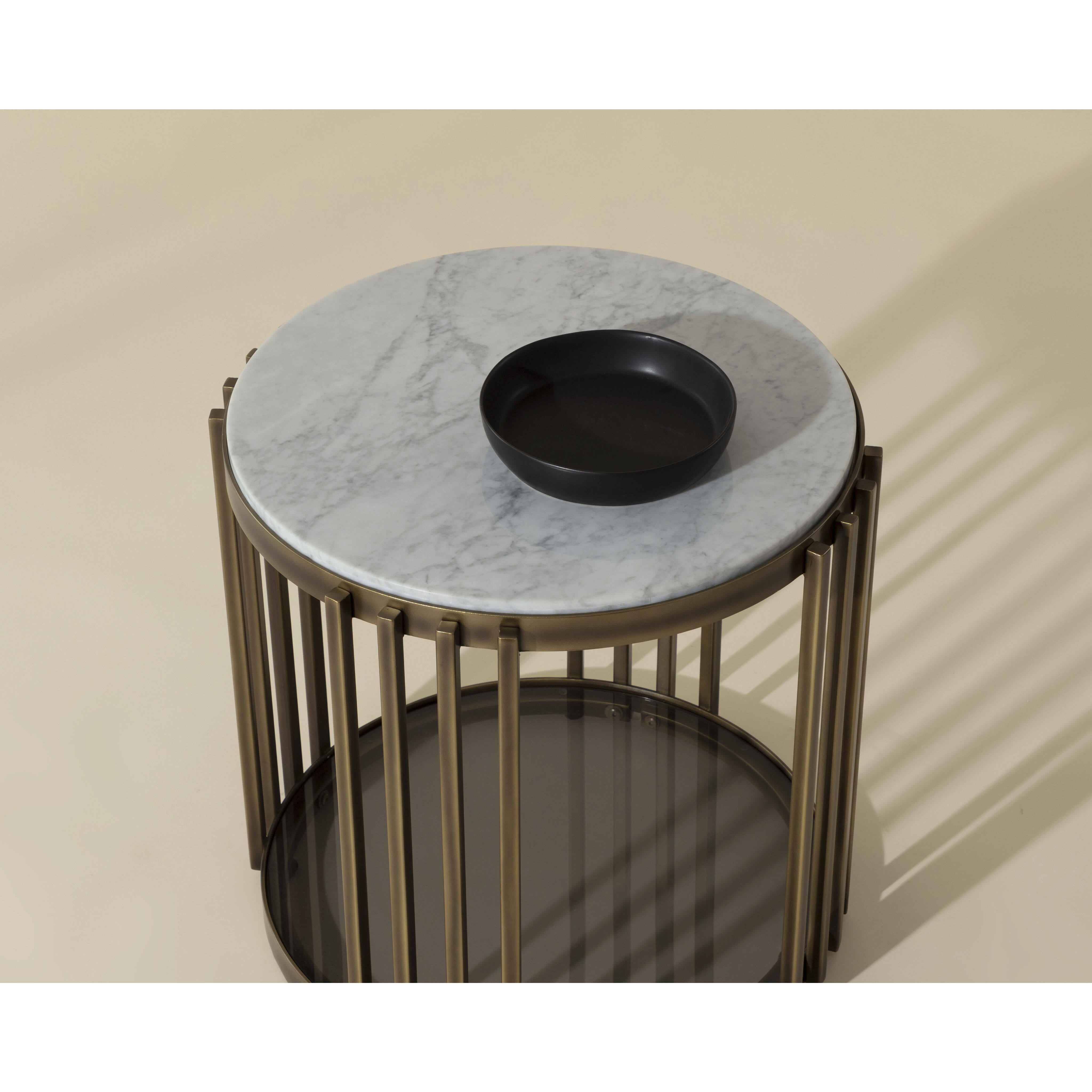 Naxos 22.5 X 22 inch White / Rustic Bronze Side Table